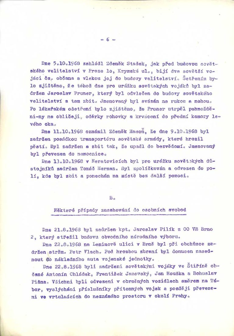 Zpráva o incidentech k nimž došlo v souvislosti se vstupem a přítomností vojsk států Varšavské smlouvy na území ČSSR
