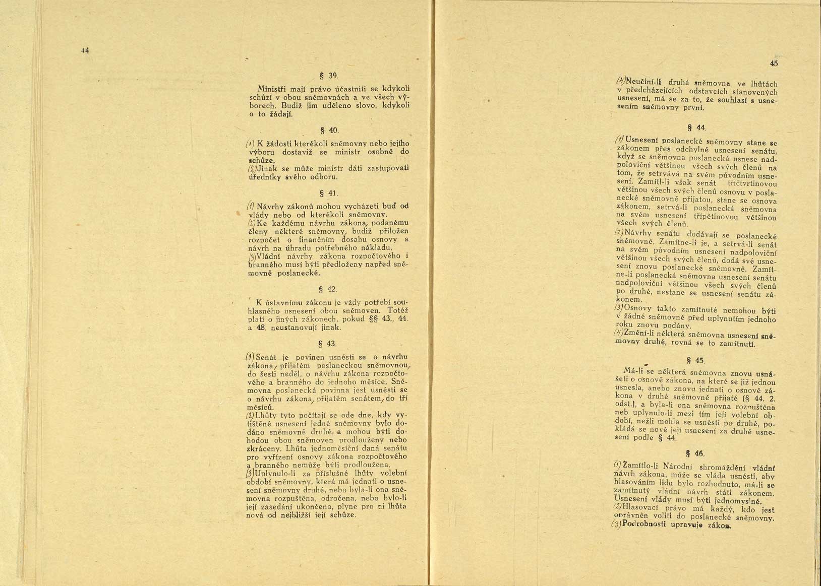 Originál ústavy publikované ve Sbírce zákonů a nařízení pod č. 121, 29. 2. 1920