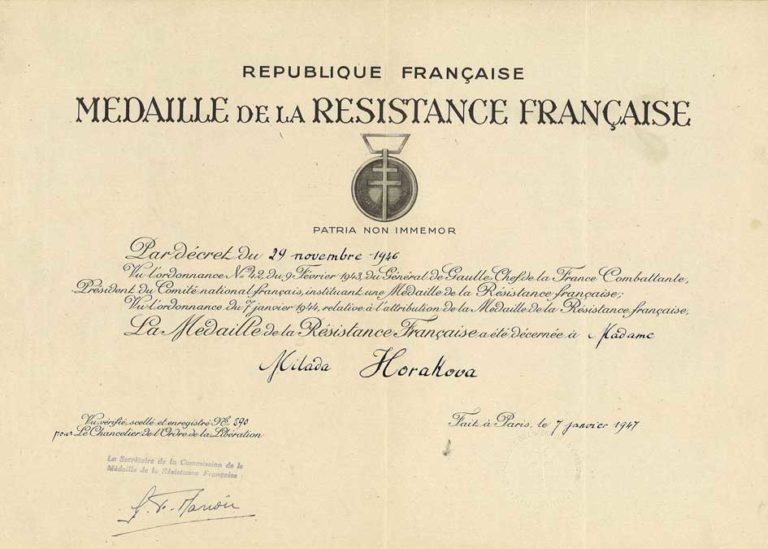 Dekret k "Medaille de la Resistance francaise“