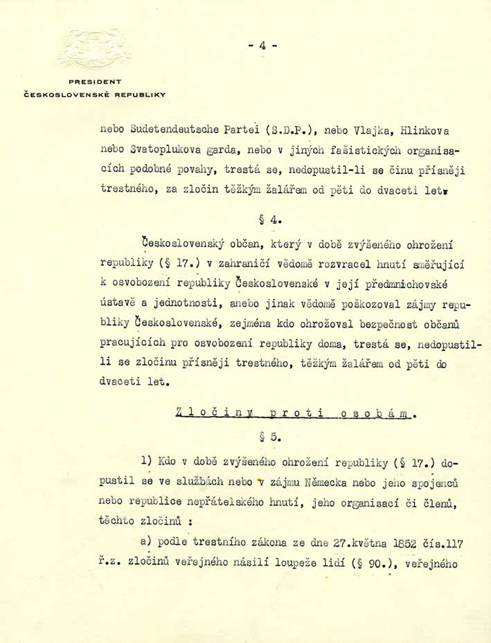 Dekret prezidenta republiky o potrestání nacistických zločinců, zrádců a jejich pomahačů a o mimořádných lidových soudech