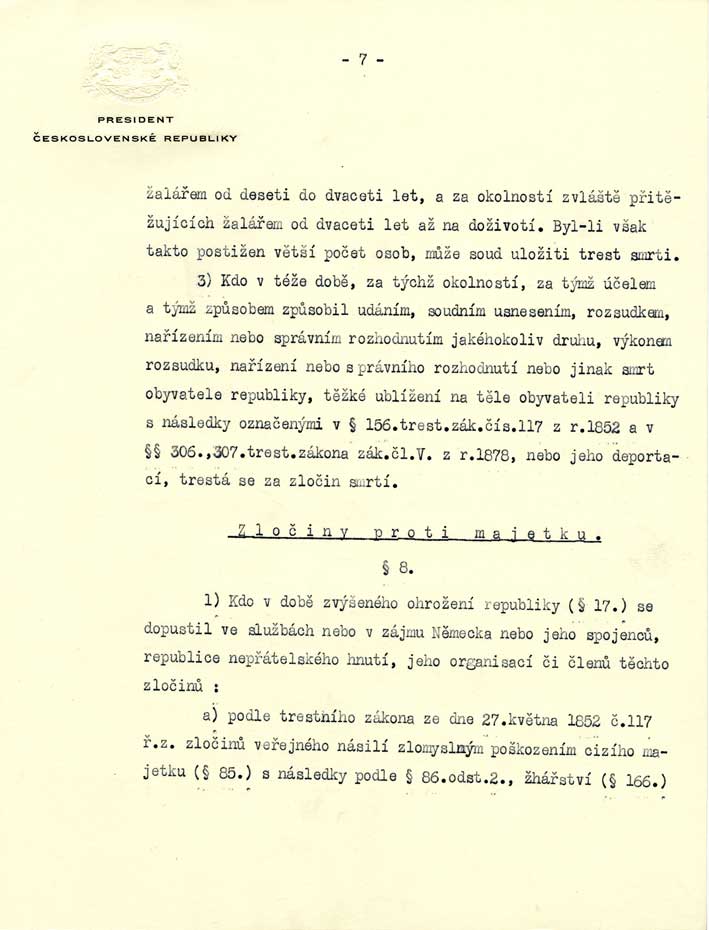 Dekret prezidenta republiky o potrestání nacistických zločinců, zrádců a jejich pomahačů a o mimořádných lidových soudech