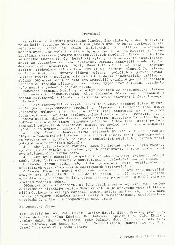 Vnitrostranická informace o událostech roku 1989, politickoorganizačního oddělení ÚV KSČ