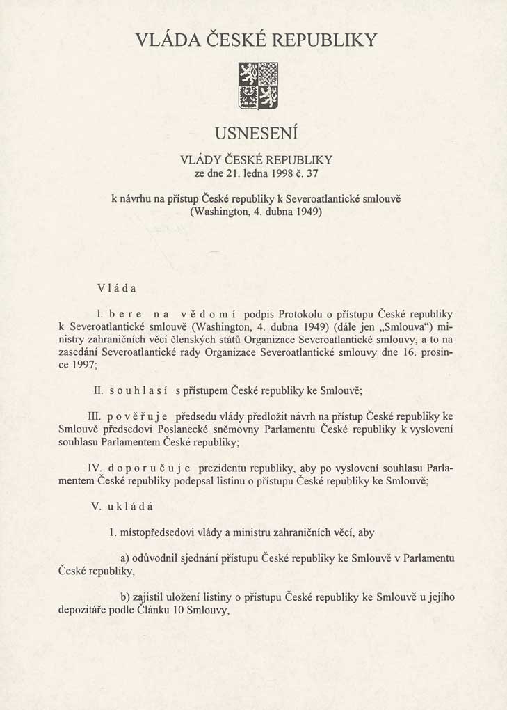 Usnesení vlády České republiky č. 37