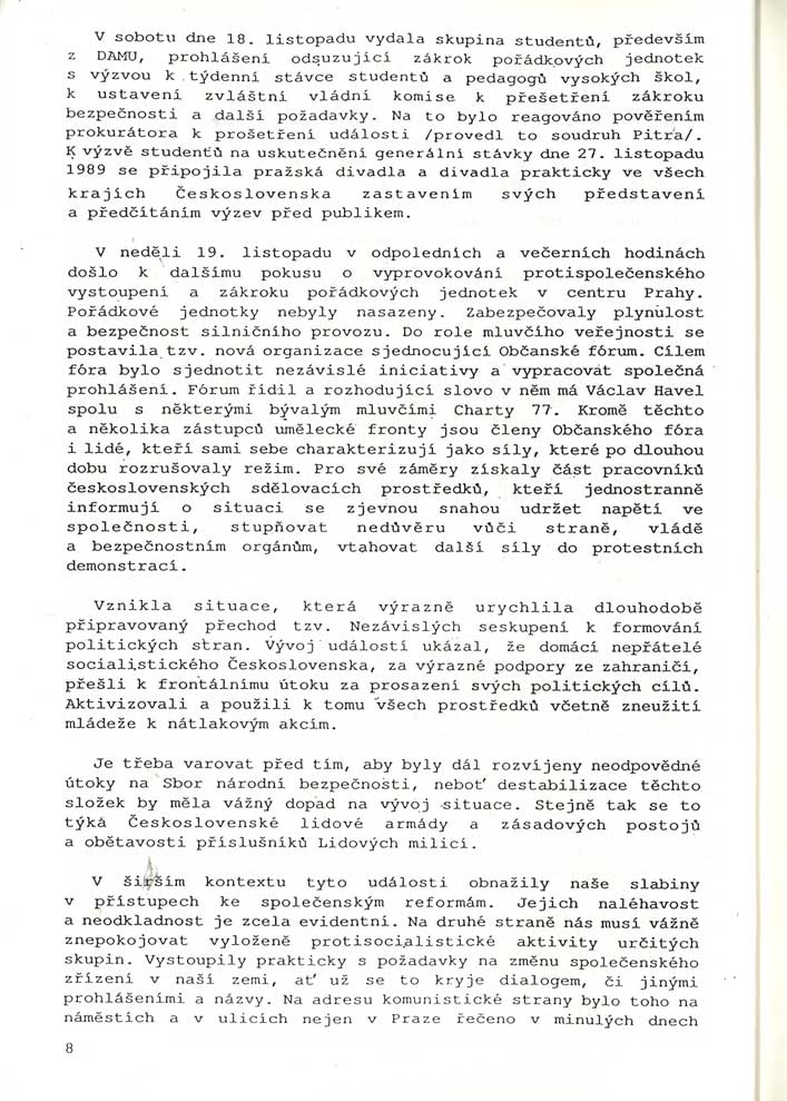 Stenografický záznam z mimořádného zasedání ústředního výboru KSČ