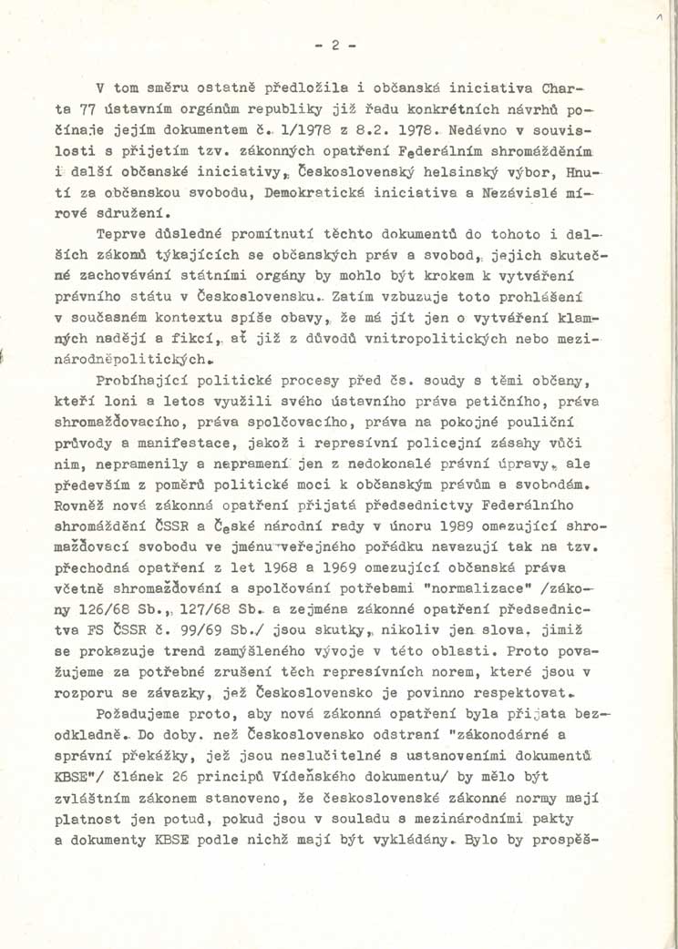 Prohlášení Československého helsinského výboru