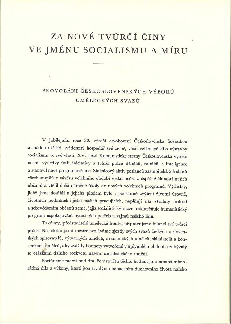 Prohlášení za nové tvůrčí činy ve jménu socialismu a míru (Anticharta)