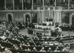 Prezident Beneš mluví v kongresu, Washington, 1943, 13. května