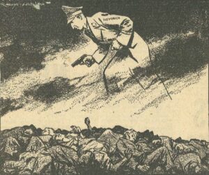 Karikatura R. Heydricha otisknutá v britském deníku Daily Herald 11. června 1942.