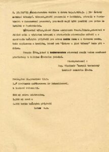Zpráva o průběhu demoličních prací v Ležákách. Praha, 20. prosinec 1943.