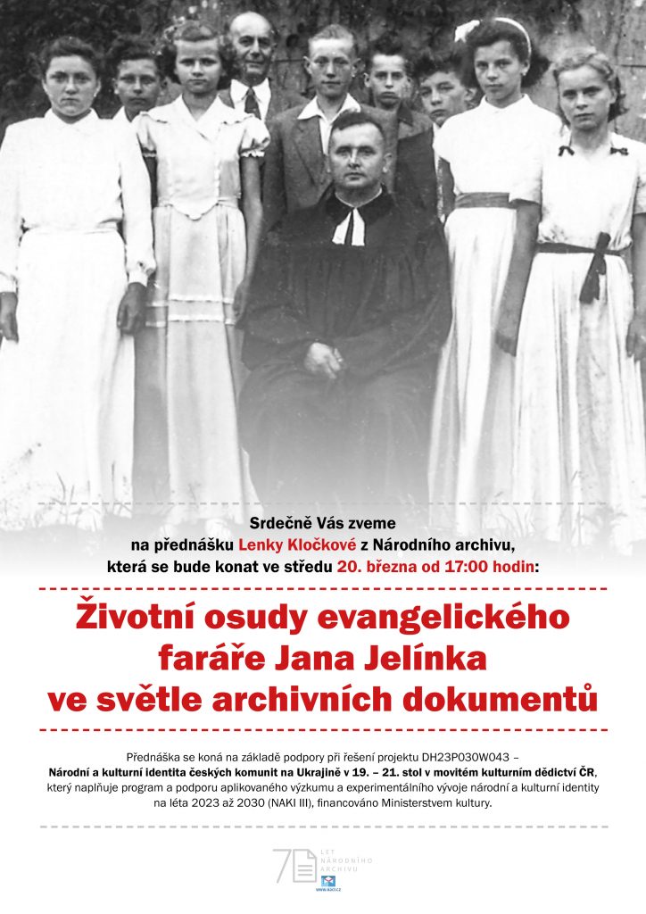 Přednáška o životních osudech evangelického faráře Jana Jelínka ve světle archivních dokumentů