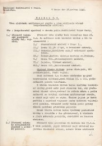 Rozkaz velitele policejních jednotek v Praze k bezpečnostním opatřením ve městě.