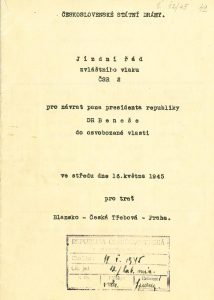 Jízdní řád zvláštního vlaku ČSR 2 pro cestu E. Beneše z Blanska přes Českou Třebovou do Prahy.