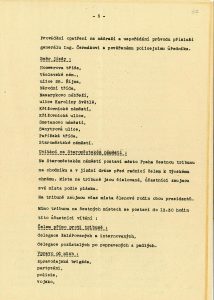 Podrobný prezidentův program připravený kanceláří ministra vnitra V. Noska. Zachycuje jízdu vlakem z Blanska do Prahy a poté cestu z Hlavního (dříve Wilsonova) nádraží centrem města na Staroměstské náměstí, kde proběhlo slavnostní uvítání, přes Karlův most a Malou Stranu na Pražský hrad.