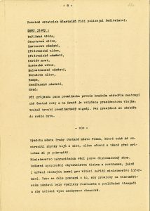 Podrobný prezidentův program připravený kanceláří ministra vnitra V. Noska. Zachycuje jízdu vlakem z Blanska do Prahy a poté cestu z Hlavního (dříve Wilsonova) nádraží centrem města na Staroměstské náměstí, kde proběhlo slavnostní uvítání, přes Karlův most a Malou Stranu na Pražský hrad.