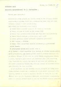 Intervence syna zadrženého J. Krejčího adresované ministru spravedlnosti J. Stránskému.
