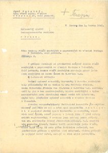 Zpráva bývalého vězně J. Novotného informující o zničení a neúplnosti dokumentačního materiálu k popraveným vězňům z Malé pevnosti.