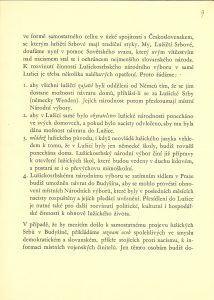 Žádost Lužickosrbského národního výboru v Budyšíně (se sídlem v Praze) ministru informací V. Kopeckému o podporu při připojení Lužice k Československu s přiloženým tištěným memorandem pro prezidenta E. Beneše a maršála Sovětského svazu J. V. Stalina.