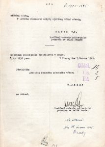 Podrobná zpráva velitele policejních jednotek v Praze S. Marka o průběhu slavnostního přivítání maršálů Rudé armády v Praze, určená prezidiu Ministerstva vnitra.