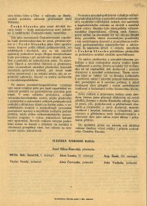 Zpráva Slezské národní rady vládě Československé republiky o chaotických poměrech ve Slezsku (zejména na Opavsku, Hlučínsku a Těšínsku) se žádostí o podporu. Připojeno Slezské memorandum.