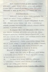 Stížnost proti rozhodnutí Ministerstva vnitra o neudělení státního občanství s popisem protinacistického chování J. von Zedtwitze za okupace, podaná jeho advokátem.