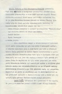 Stížnost proti rozhodnutí Ministerstva vnitra o neudělení státního občanství s popisem protinacistického chování J. von Zedtwitze za okupace, podaná jeho advokátem.
