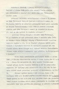 Stížnost proti rozhodnutí Ministerstva vnitra o neudělení státního občanství s popisem protinacistického chování J. von Zedtwitze za okupace, podaná jeho advokátem.