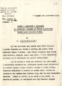 Zpráva B. Ečera o jednáních ve Wiesbadenu a v Londýně ve věci vydání K. H. Franka do Československa (bez příloh).