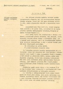 Rozkaz přednosty Ředitelství národní bezpečnosti v Praze S. Marka týkající se příjezdu a pobytu britské armádní delegace v Praze.