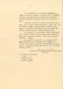 Rozkaz přednosty Ředitelství národní bezpečnosti v Praze S. Marka týkající se příjezdu a pobytu britské armádní delegace v Praze.