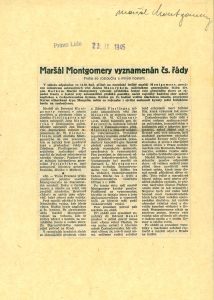 Mediální ohlasy na návštěvu B. L. Montgomeryho v Praze v československém tisku.
