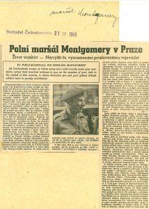 Mediální ohlasy na návštěvu B. L. Montgomeryho v Praze v československém tisku.