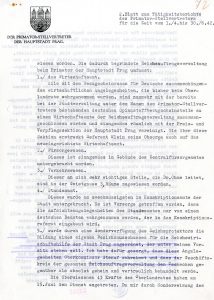 Měsíční situační zpráva náměstka pražského primátora J. Pfitznera za období od 1. 4. do 30. 6. 1942 obsahující mj. vyjádření lítosti nad úmrtím R. Heydricha a odsouzení atentátu, zaslaná státnímu tajemníkovi K. H. Frankovi (s průvodním dopisem z 1. 7. 1942).