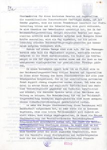 Měsíční situační zpráva náměstka pražského primátora J. Pfitznera za období od 1. 4. do 30. 6. 1942 obsahující mj. vyjádření lítosti nad úmrtím R. Heydricha a odsouzení atentátu, zaslaná státnímu tajemníkovi K. H. Frankovi (s průvodním dopisem z 1. 7. 1942).