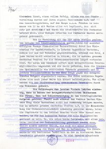Měsíční situační zpráva náměstka pražského primátora J. Pfitznera za období od 1. 4. do 30. 6. 1942 obsahující mj. vyjádření lítosti nad úmrtím R. Heydricha a odsouzení atentátu, zaslaná státnímu tajemníkovi K. H. Frankovi (s průvodním dopisem z 1. 7. 1942).