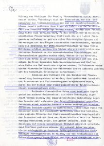 Měsíční situační zpráva náměstka pražského primátora J. Pfitznera za období od 1. 4. do 30. 6. 1942 obsahující mj. vyjádření lítosti nad úmrtím R. Heydricha a odsouzení atentátu, zaslaná státnímu tajemníkovi K. H. Frankovi (s průvodním dopisem z 1. 7. 1942).