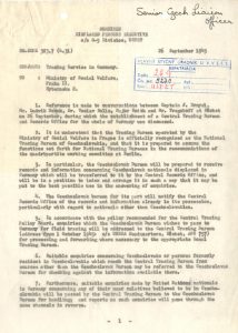 Žádost spojeneckého orgánu Combined Displaced Persons Executive československému MOPSP o bližší písemné informace k dohodě o vzniku Národní pátrací ústředny v Československu.