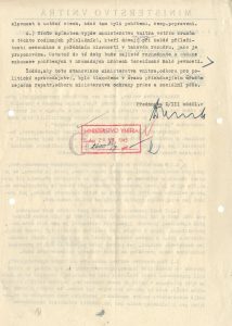 Negativní stanovisko odboru pro politické zpravodajství Ministerstva vnitra k pořádání pietní slavnosti v Terezíně.