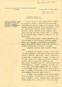 Rozkaz přednosty Ředitelství národní bezpečnosti v Praze S. Marka týkající se příjezdu a pobytu americké armádní delegace v Praze.