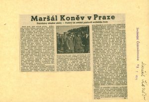 Mediální ohlasy na návštěvu I. S. Koněva v Praze v československém tisku.