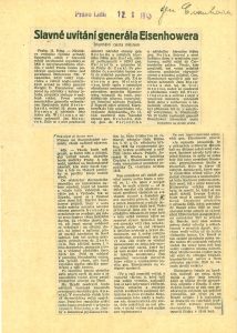 Mediální ohlasy na návštěvu D. D. Eisenhowera v Praze v československém tisku.