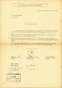 Rezoluce místní organizace KSČ ve Frenštátu pod Radhoštěm Ministerstvu průmyslu za bezodkladné postátnění klíčového průmyslu, bank a pojišťoven.