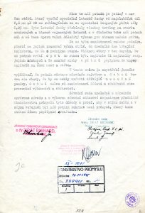 Žádost závodní rady, odborové organizace i národního správce firmy Jirat Richard, továrna na překližky, dýhy, laťovky a dveře v Praze-Vysočanech o zestátnění podniku, adresovaná Ministerstvu průmyslu.