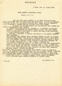 Dopis generálního sekretáře Hospodářské rady E. Outraty ohledně výměny starých platidel příslušníkům Rudé armády, určený maršálu I. S. Koněvovi (překlad).