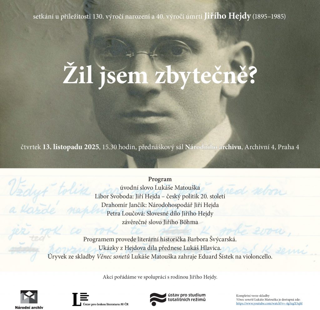 Zveme na seminář o Jiřím Hejdovi