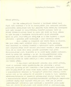 Dopis Z. Fierlingera K. Gottwaldovi o složení Státní rady v Londýně a budování československých jednotek v SSSR.