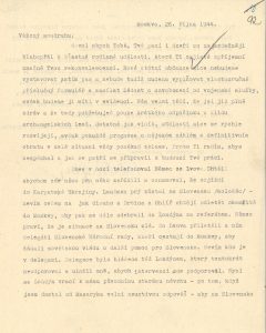 Dopis Z. Fierlingera K. Gottwaldovi o aktuální situaci v exilové politice v souvislosti se Slovenským národním povstáním.