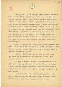 Zpráva předsedy vlády Z. Fierlingera o rozhovoru s prezidentem republiky E. Benešem ve věci sovětského návrhu těžby a využívání uranové rudy.