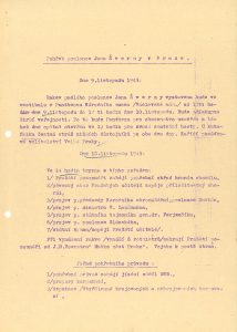 Informace Ministerstva vnitra o programu pohřbu J. Švermy pro Ředitelství národní bezpečnosti v Praze k přijetí bezpečnostních opatření (program v příloze).