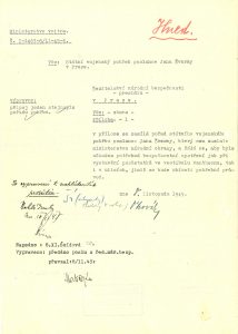 Informace Ministerstva vnitra o programu pohřbu J. Švermy pro Ředitelství národní bezpečnosti v Praze k přijetí bezpečnostních opatření (program v příloze).