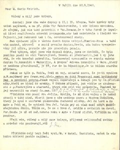 Dopis novináře Jaroslava Jíry z Paříže reagující na zprávy Karla Weiricha (1940)